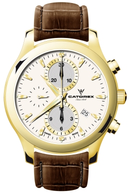 Catorex Mens 138.6.8169.151 Chrono Tradition Collection Automatic White Dial Chronograph Watch